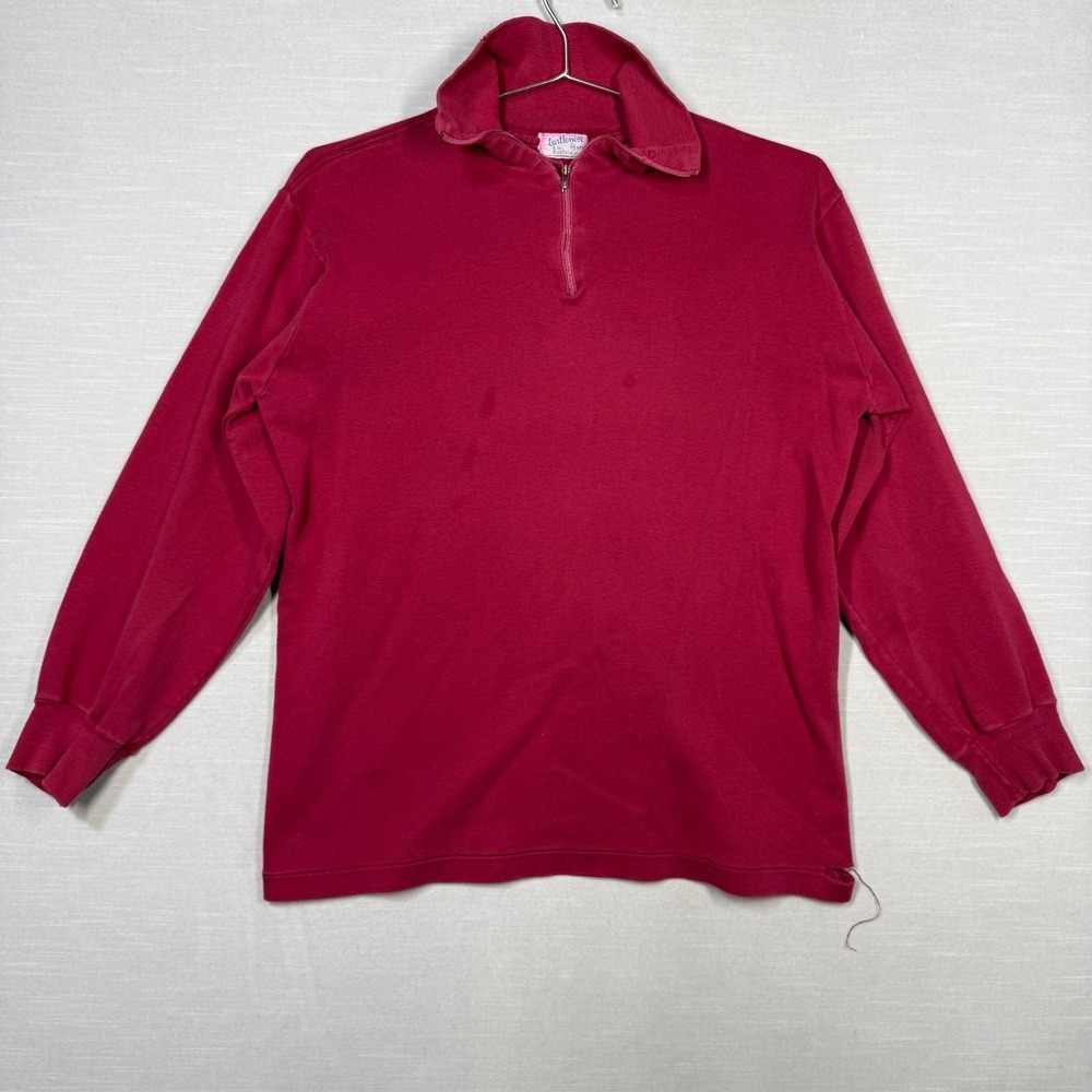 Vintage Turtleneck by Duofold 1/4‎ Zip Shirt Men M Red Mock Neck True Vtg REPAIR